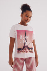 Springfield Playera Bonjour niña rosa