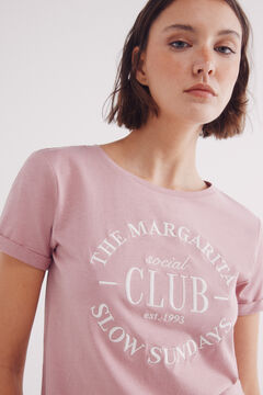 Springfield Playera rayas texto rosa