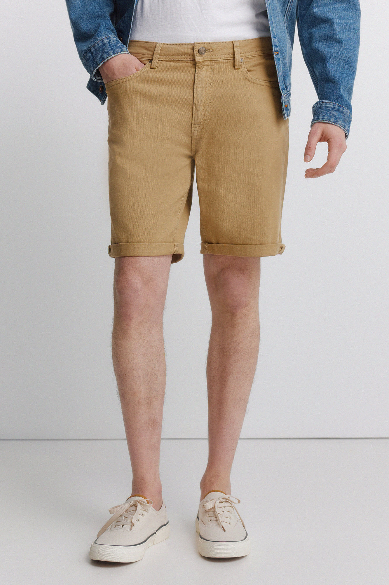 Springfield Bermudas de 5 bolsillos lavadas slim fit beige