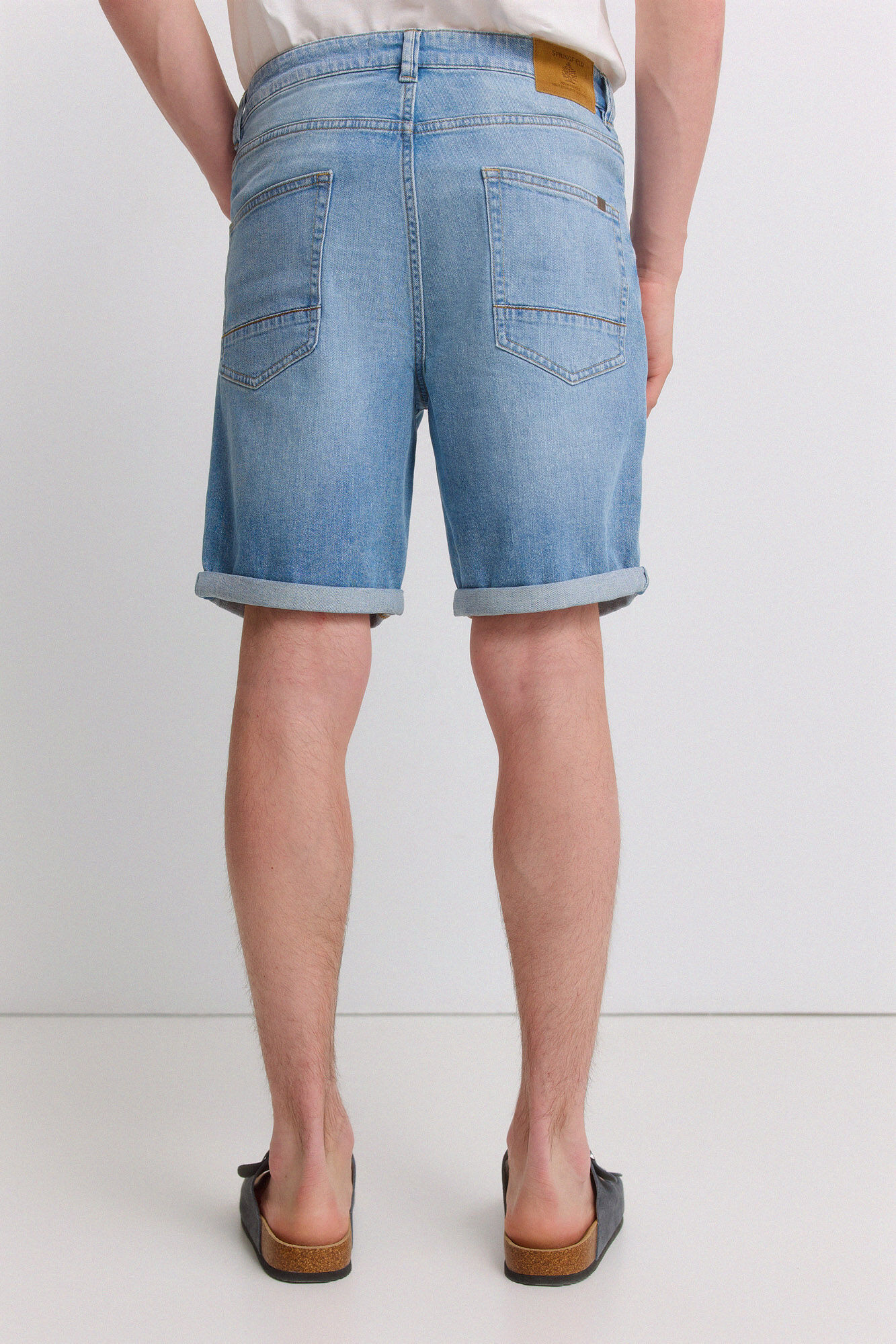 Springfield Bermudas de mezclilla ultra ligera slim fit azul