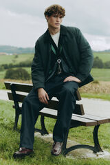 Springfield Parka short con cuello de pana azul