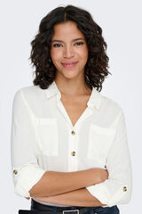 Only Camisa fluida con bolsillos frontales natural