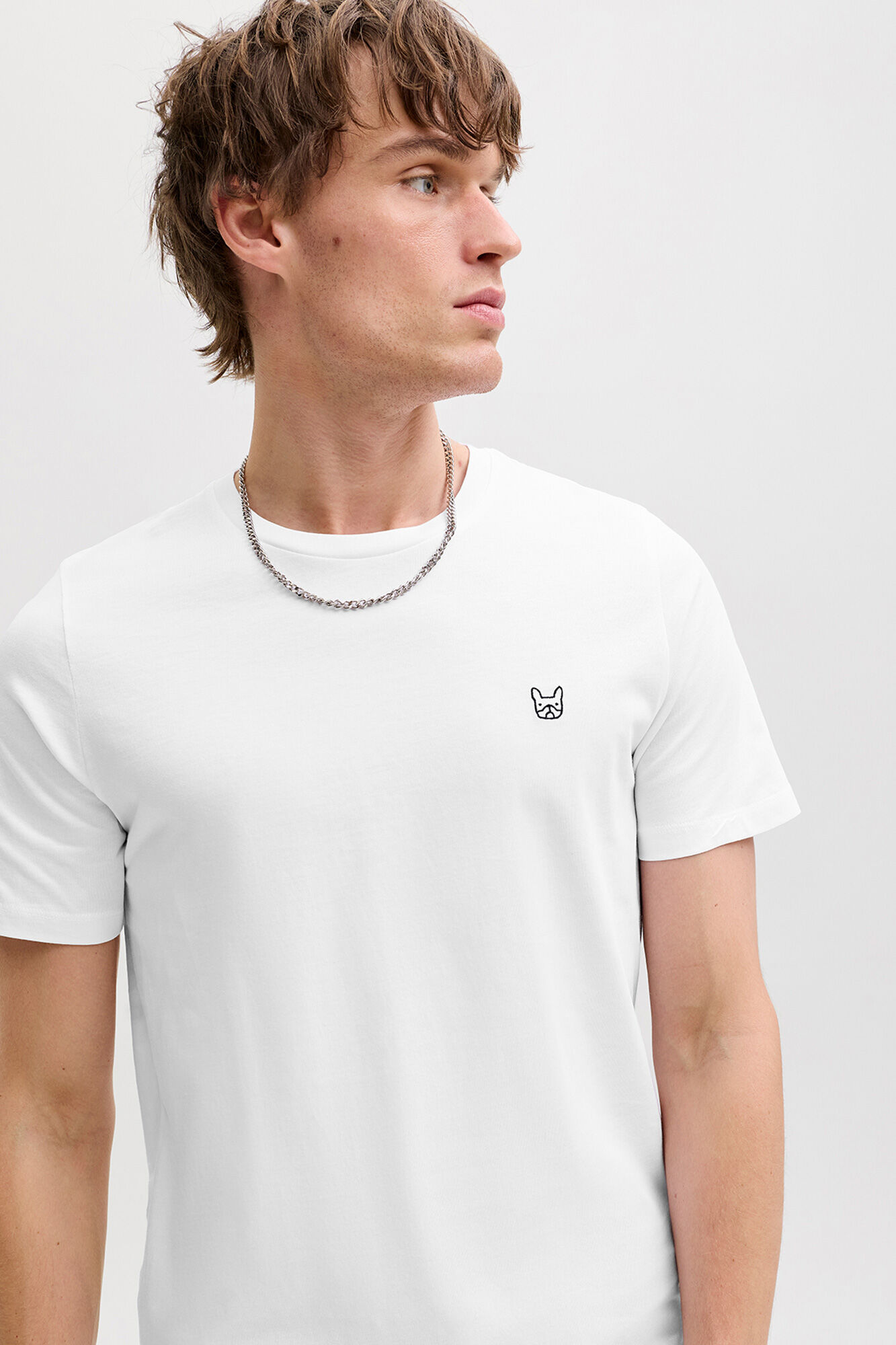 Jack & Jones Playera slim fit de algod&oacute;n con logo icono natural