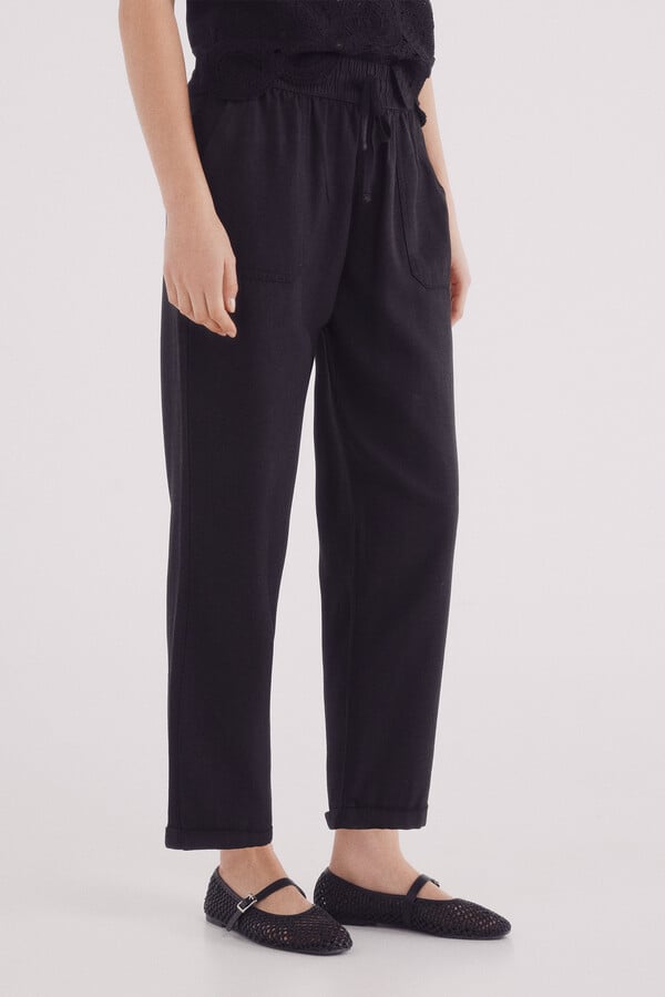 Springfield Pantalones jogger lyocell negro