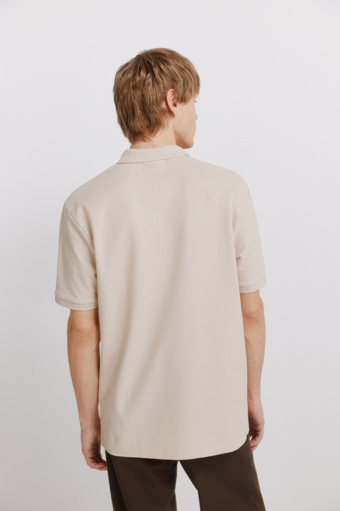 Springfield Polo de piqu&eacute; con cierre regular fit caf&eacute;