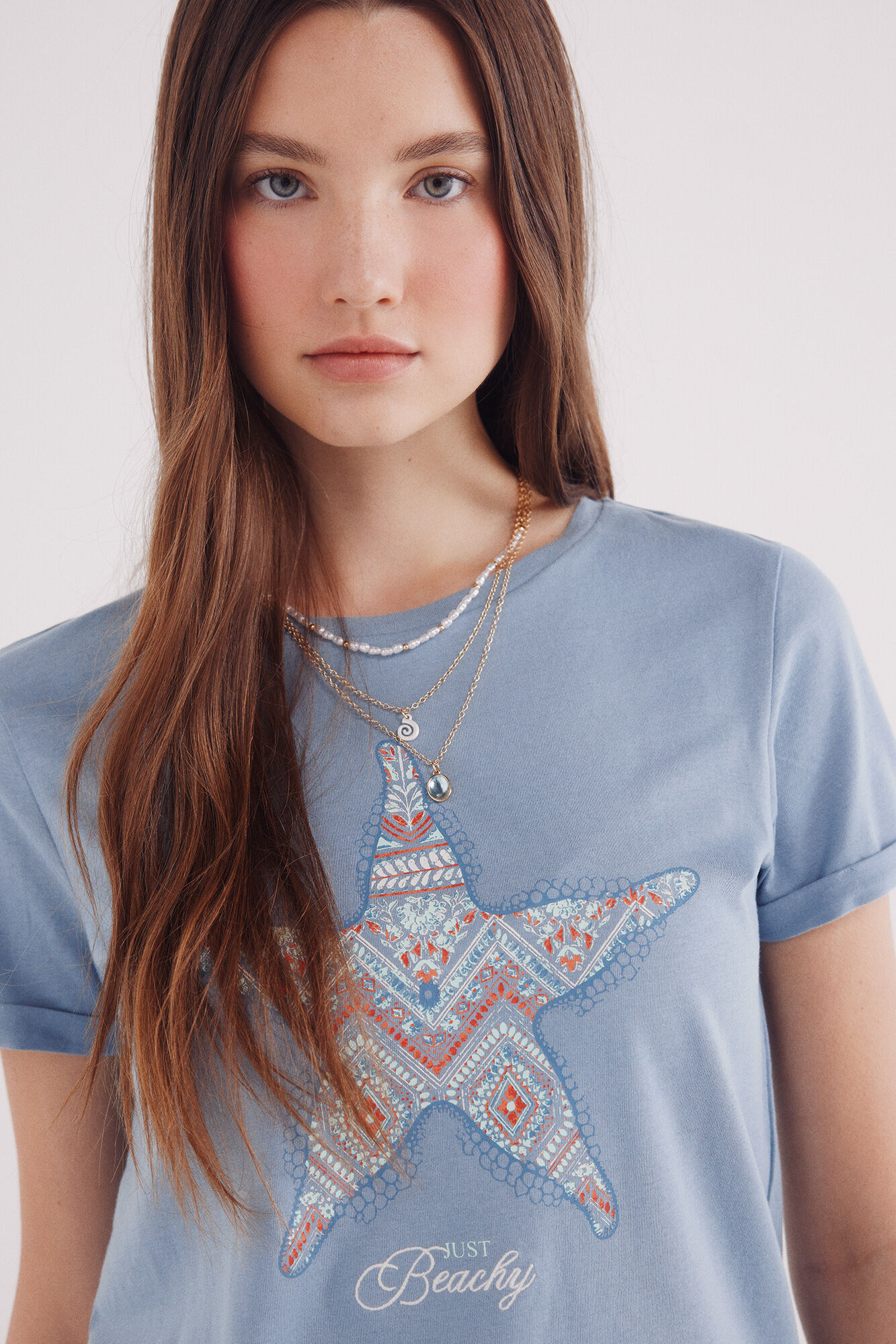 Springfield Playera gr&aacute;fica marina turquesa