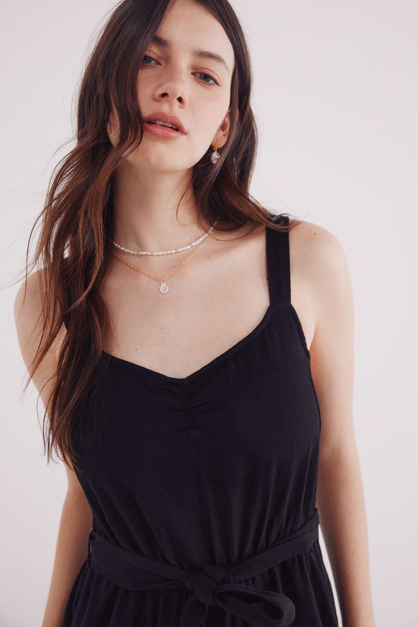 Springfield Jumpsuit tirantes algod&oacute;n negro