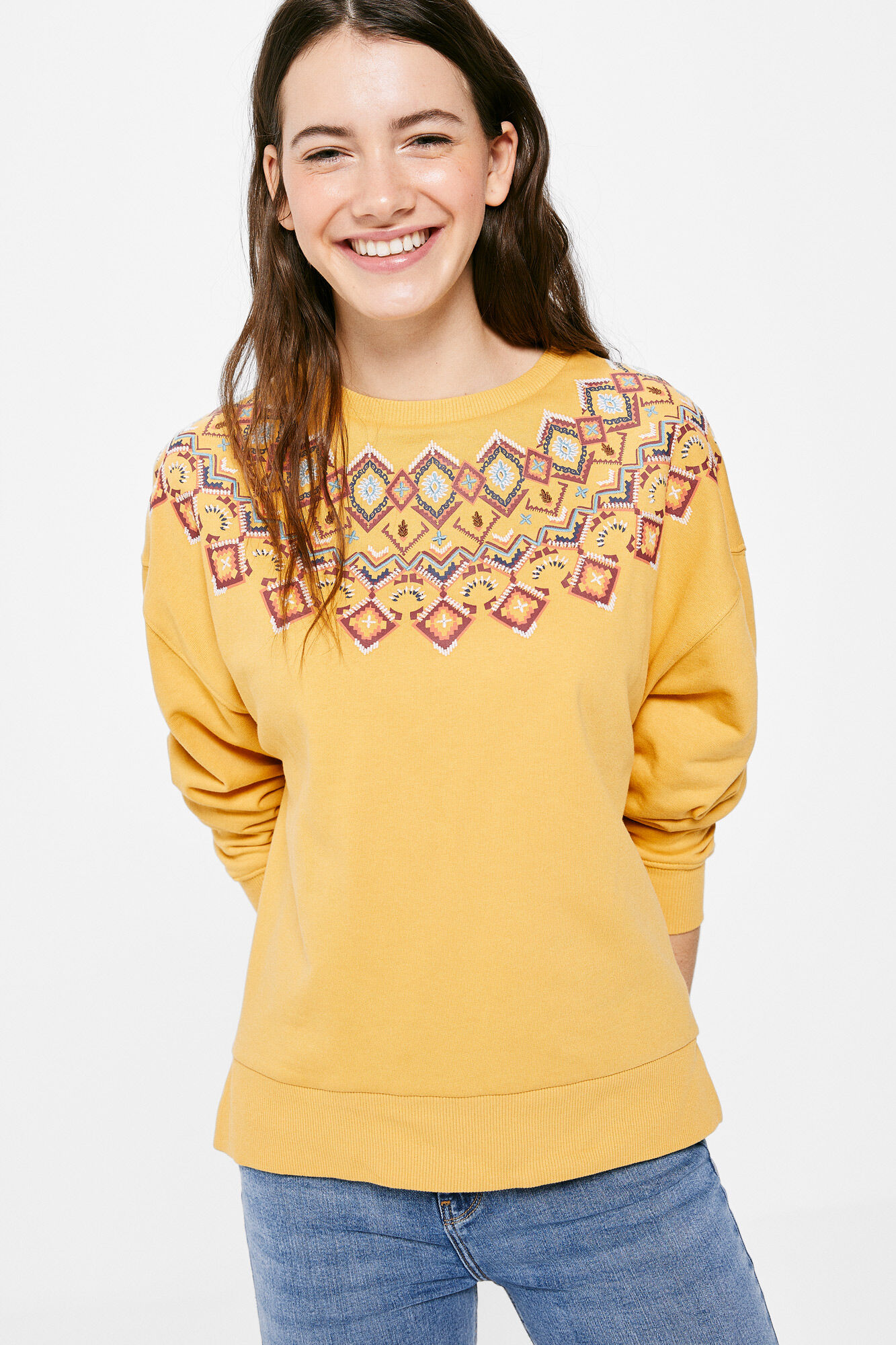 Springfield Sudadera Cuello &Eacute;tnico amarillo