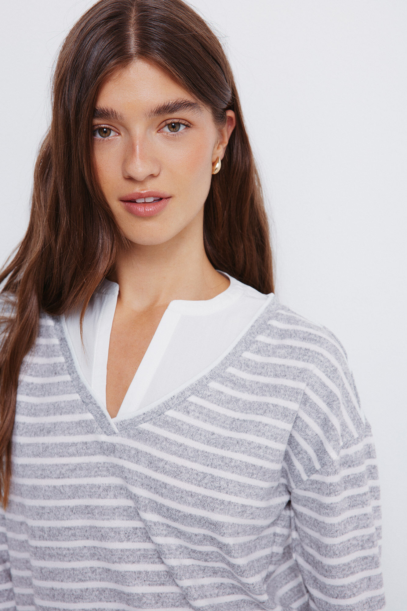 Springfield Playera de cuello combinado gris