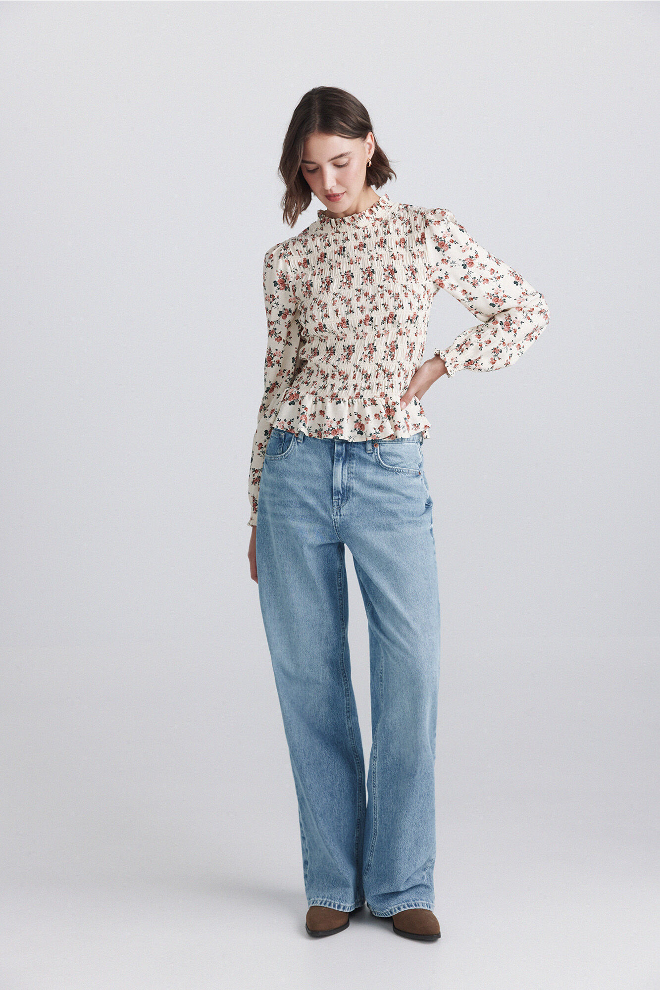 Springfield Blusa de nido de abeja con flores
