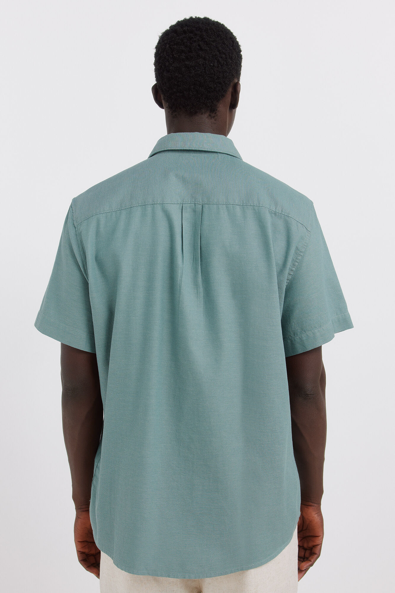 Springfield Camisa de manga corta con estructura bicolor turquesa