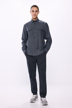 Springfield Camisa franela bolsillos en pecho gris