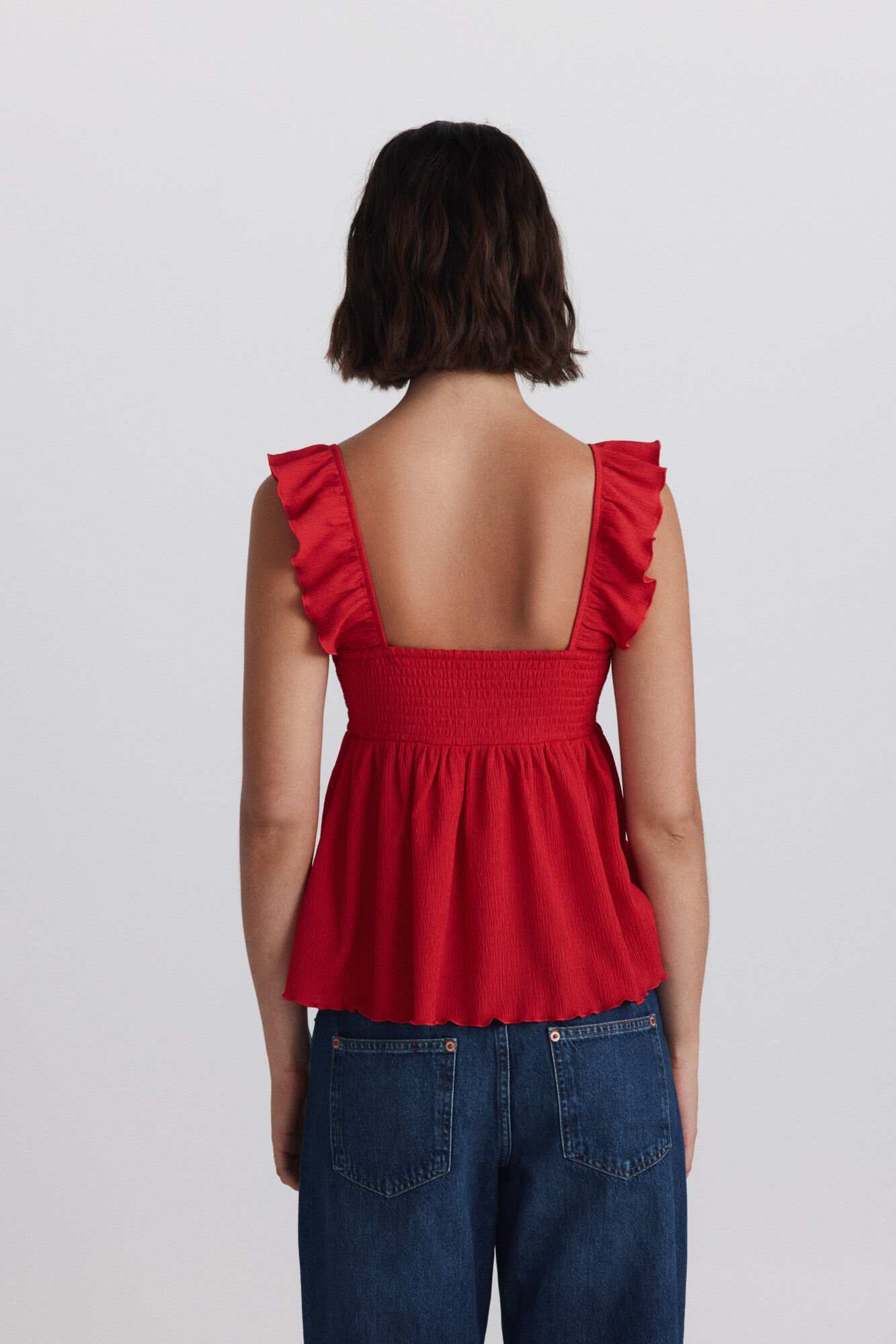Springfield Playera de tirantes con volantes rojo