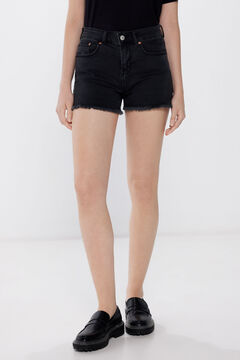 Springfield Shorts jeans comfort desflecados negro