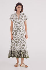 Springfield Vestido camisero dobladillo cenefa café