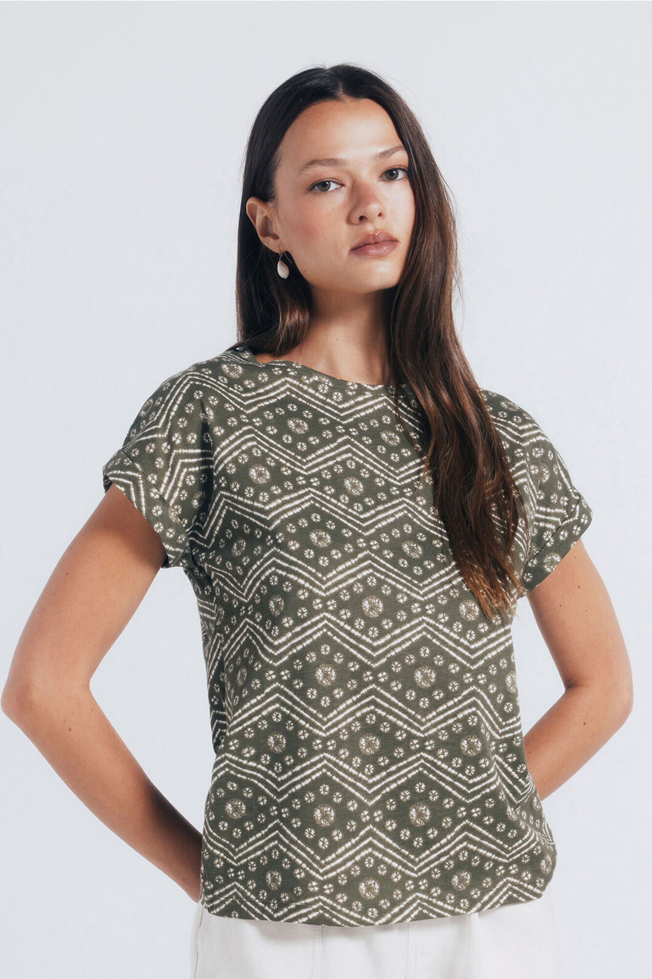 Springfield Playera botones hombro estampada