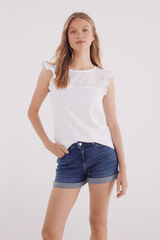 Springfield Playera bordados volantes natural