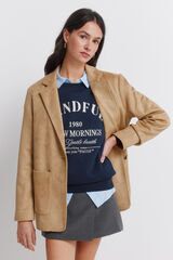 Springfield Blazer de ante sint&eacute;tico beige