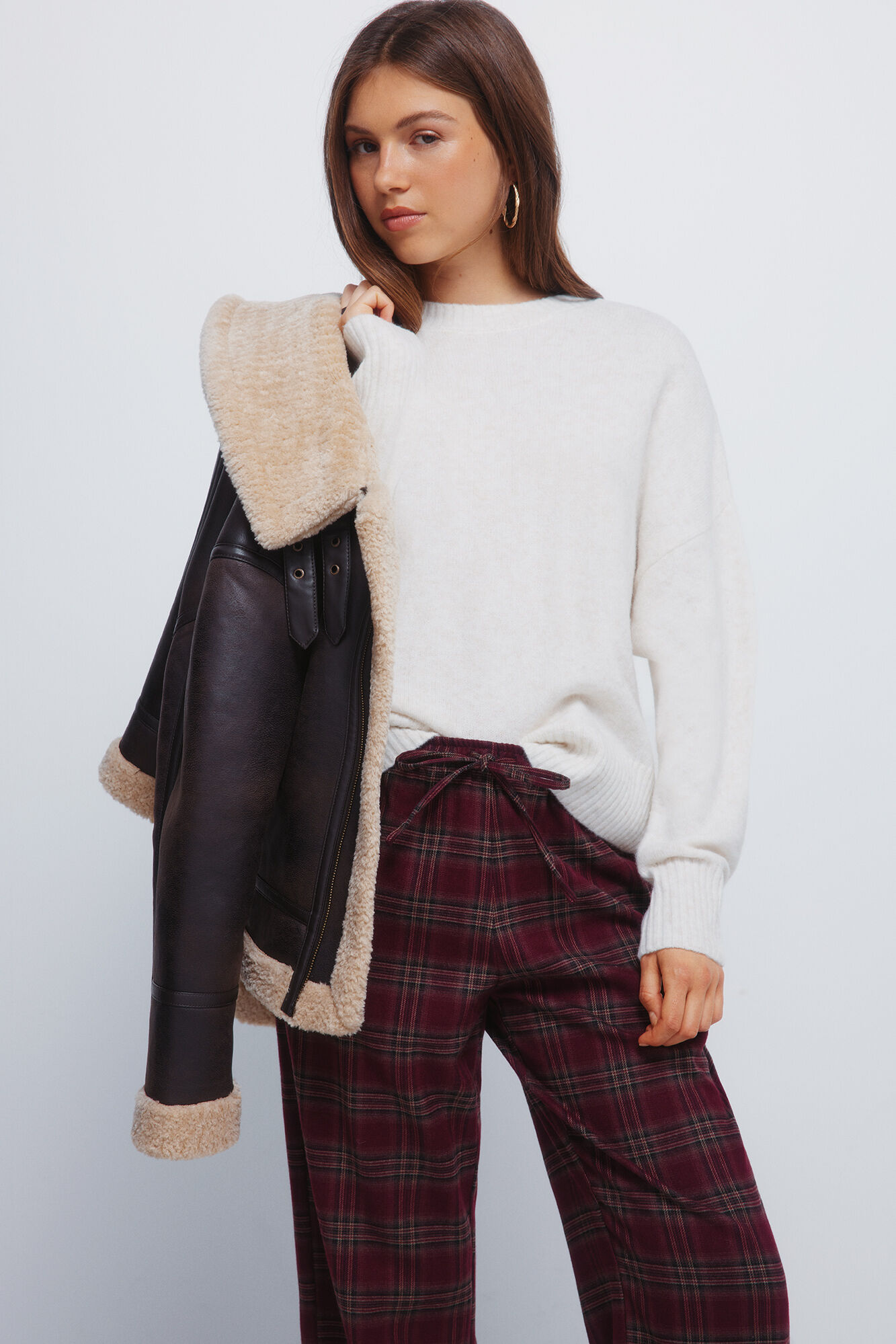 Springfield Pantalones jogger a cuadros p&uacute;rpura