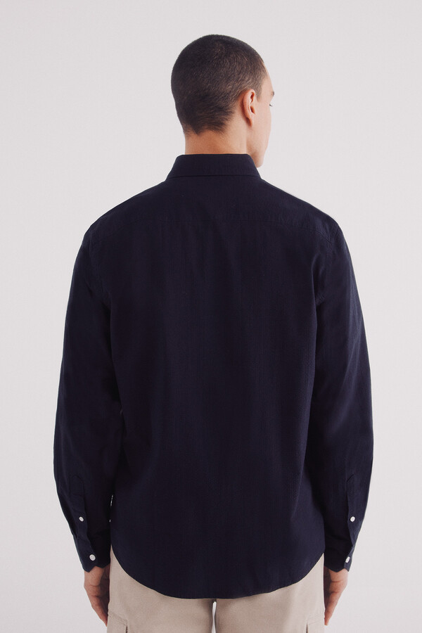 Springfield Camisa seersucker marino