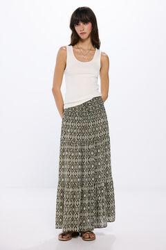 Springfield Falda midi elástico cintura khaki