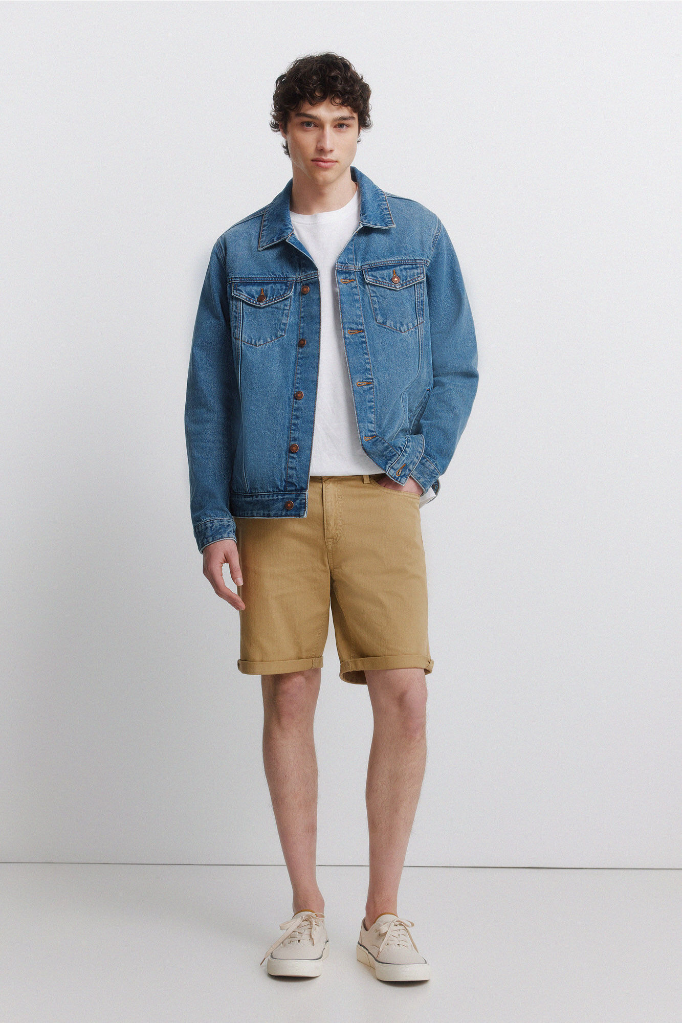 Springfield Bermudas de 5 bolsillos lavadas slim fit beige