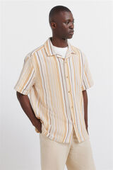 Springfield Camisa de manga corta r&uacute;stica a rayas amarillo