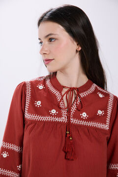 Springfield Blusa bordados espejos naranja