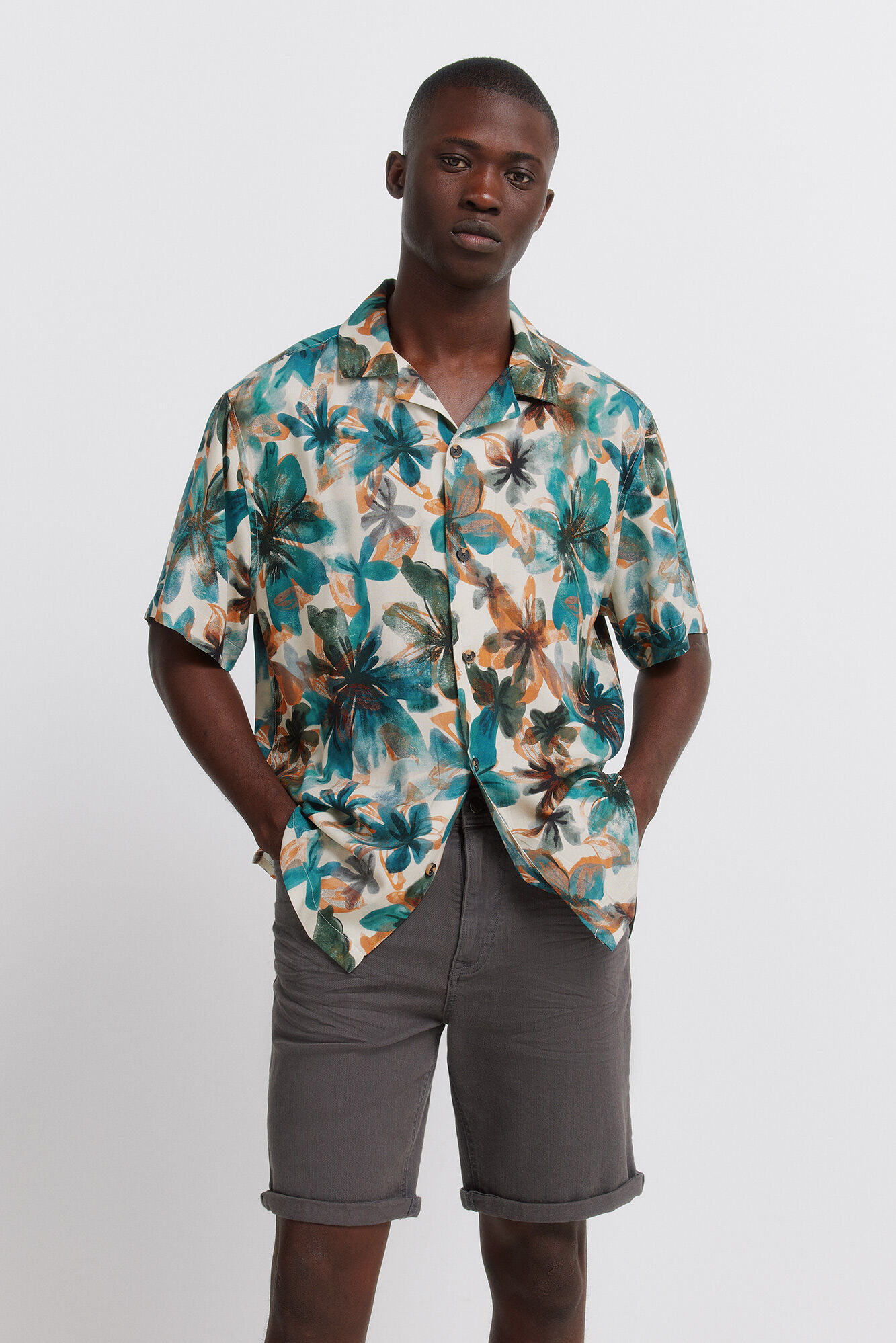 Springfield Bermudas 5 bolsillos lavadas slim fit gris