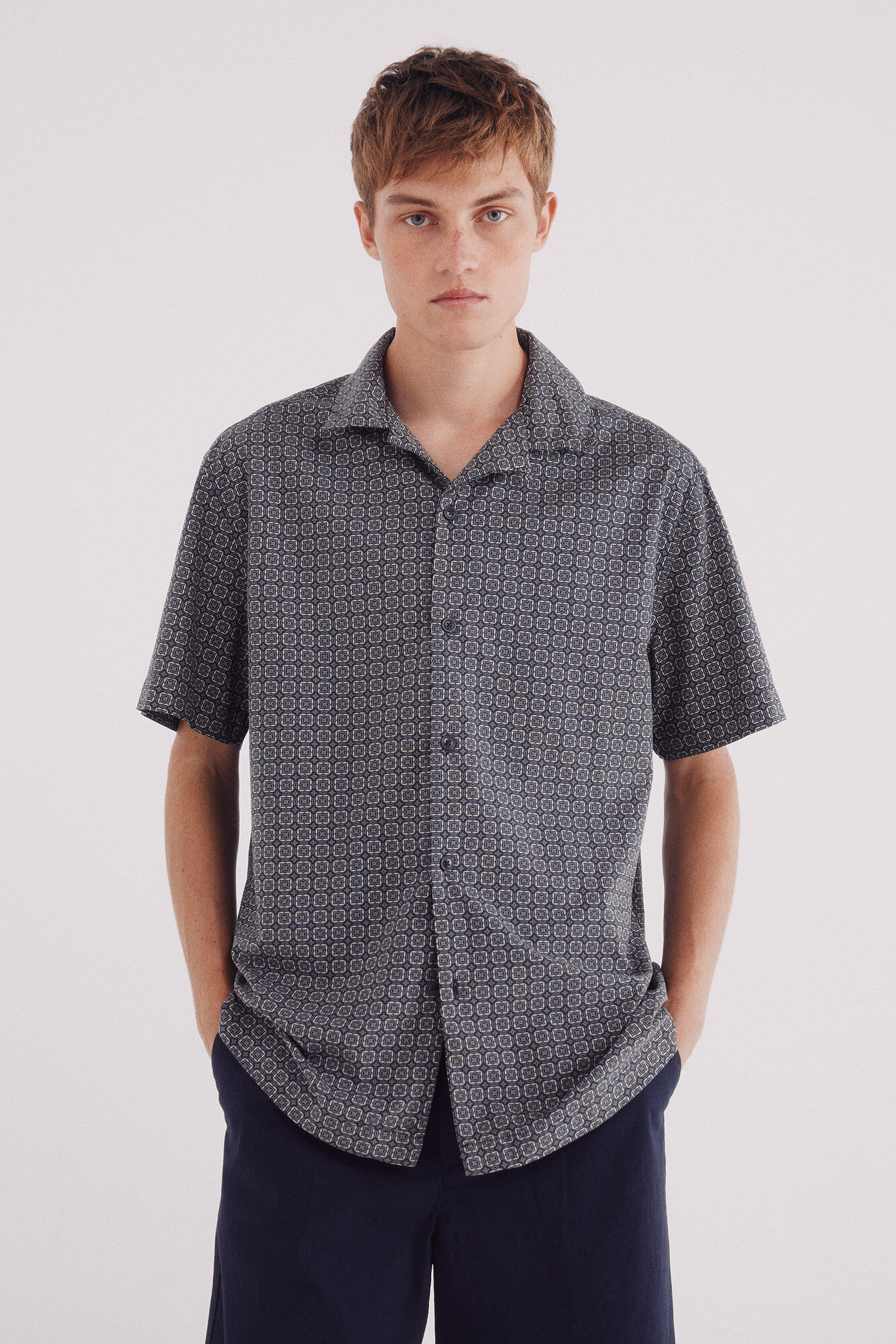 Springfield Camisa bowling manga corta estampada