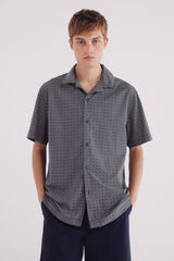 Springfield Camisa bowling manga corta estampada azul