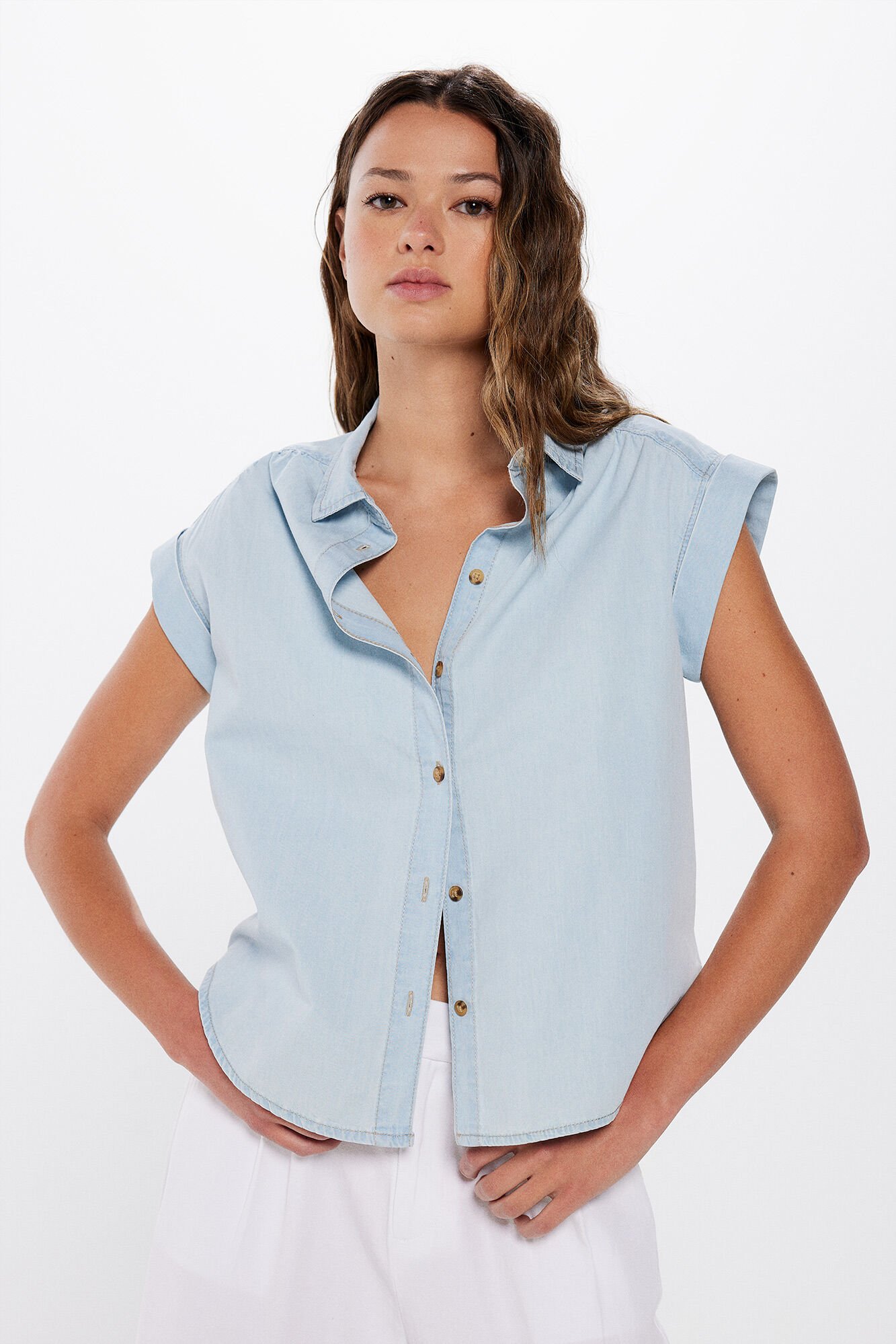 Blusa jean algodon Camisas y blusas de mujer Springfield MX