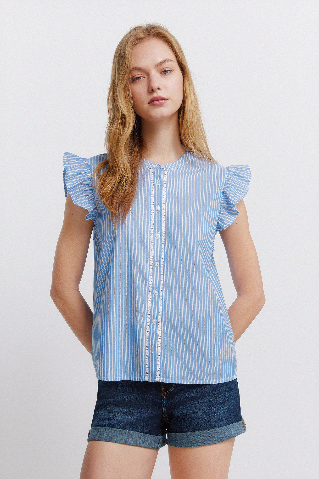 Springfield Blusa de encaje con volante