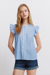 Springfield Blusa de encaje con volante turquesa