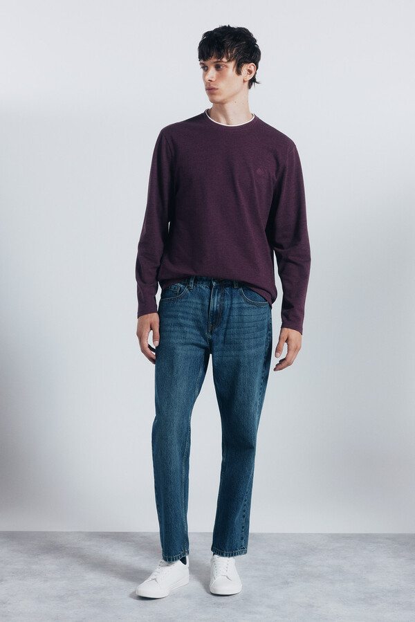 Springfield Playera de manga larga con doble mezcla púrpura