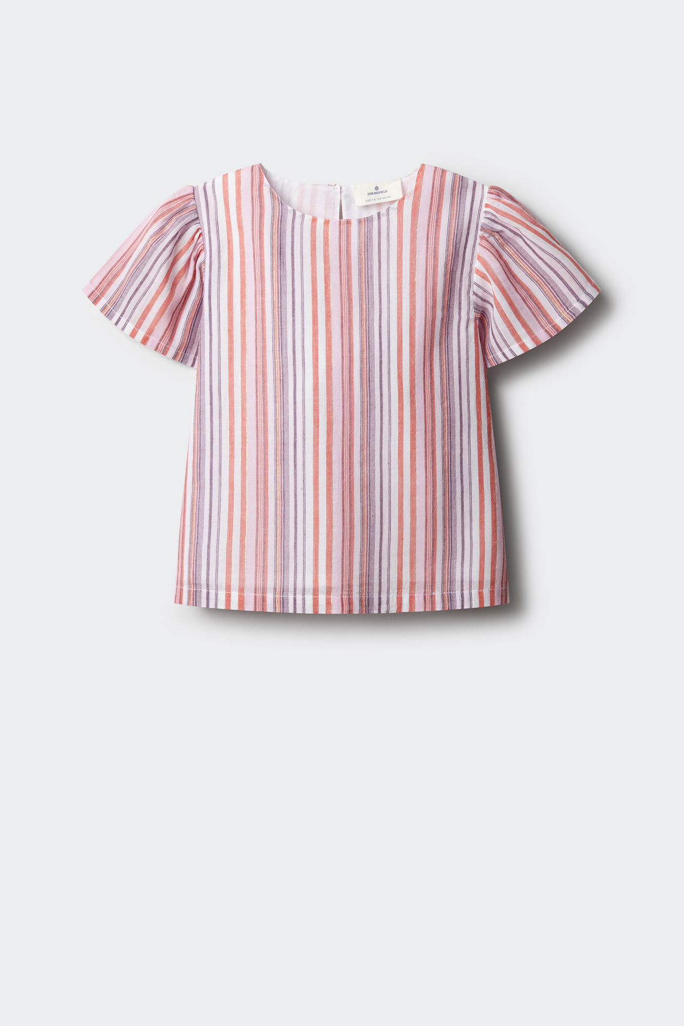 Springfield Kids Blusa manga corta a rayas de lurex para ni&ntilde;a morado/lila