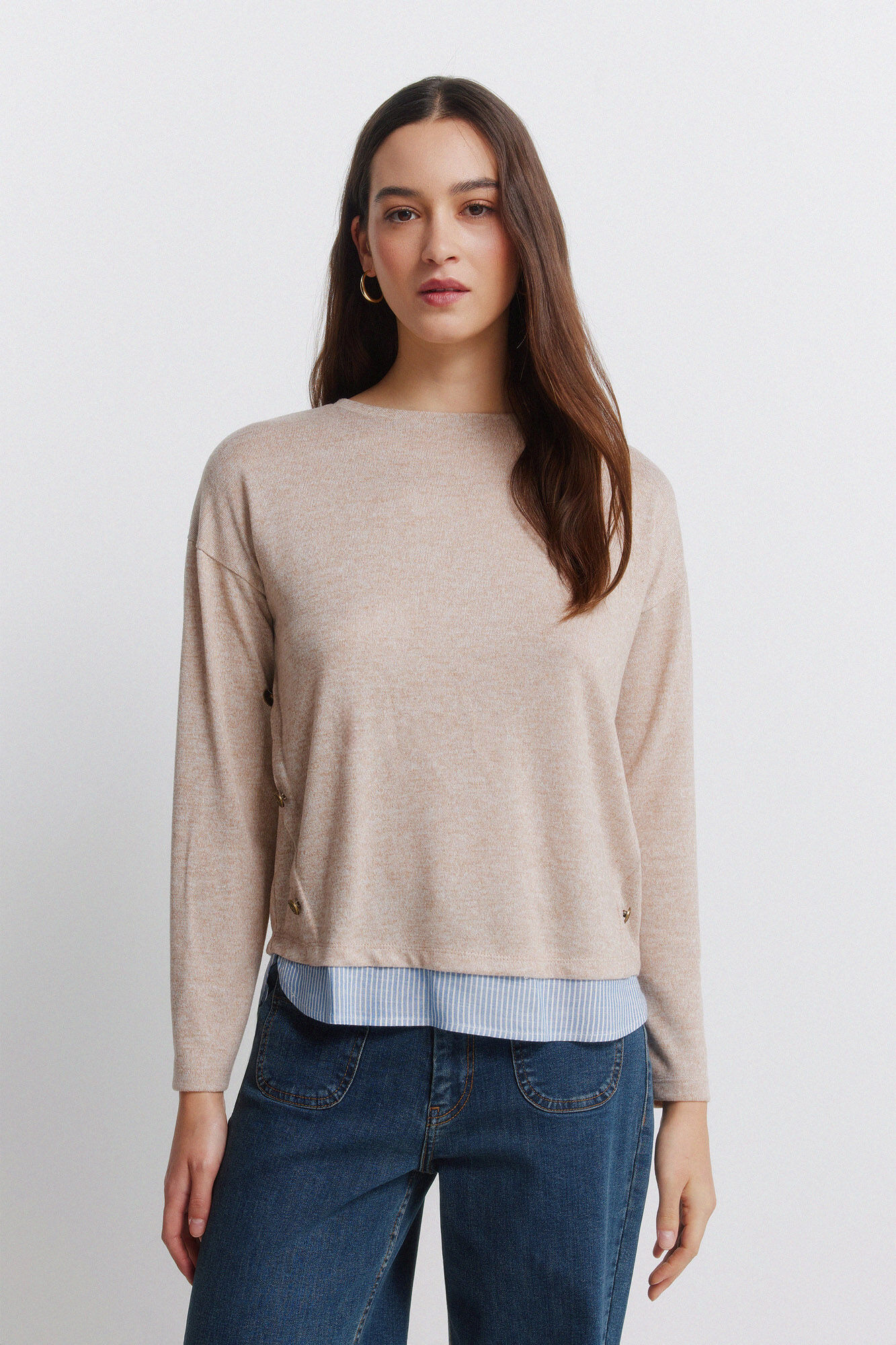 Springfield Playera combinada con botones laterales