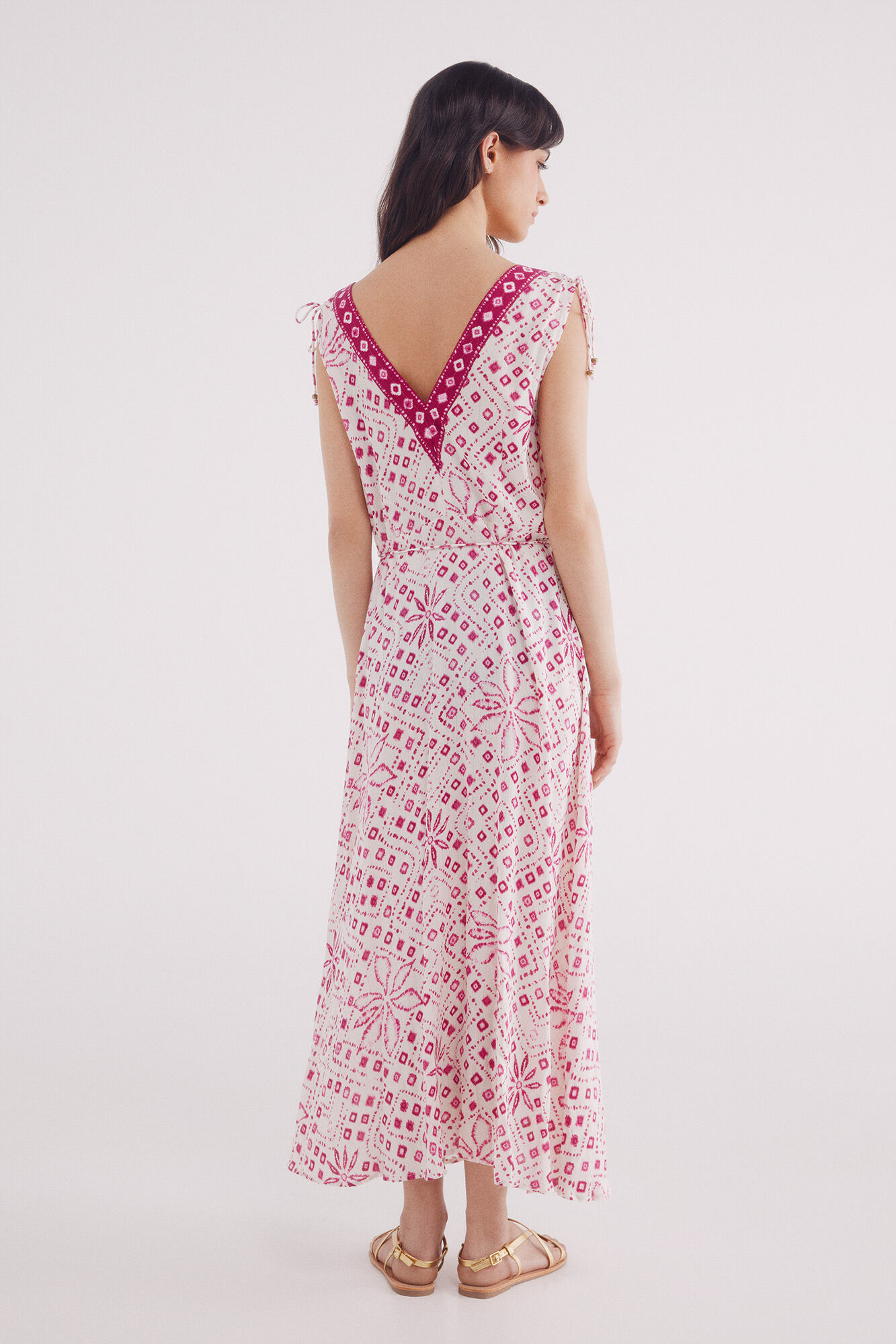 Springfield Vestido midi cenefa central estampado caf&eacute;