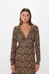 Springfield Vestido midi flores difuminadas marfil