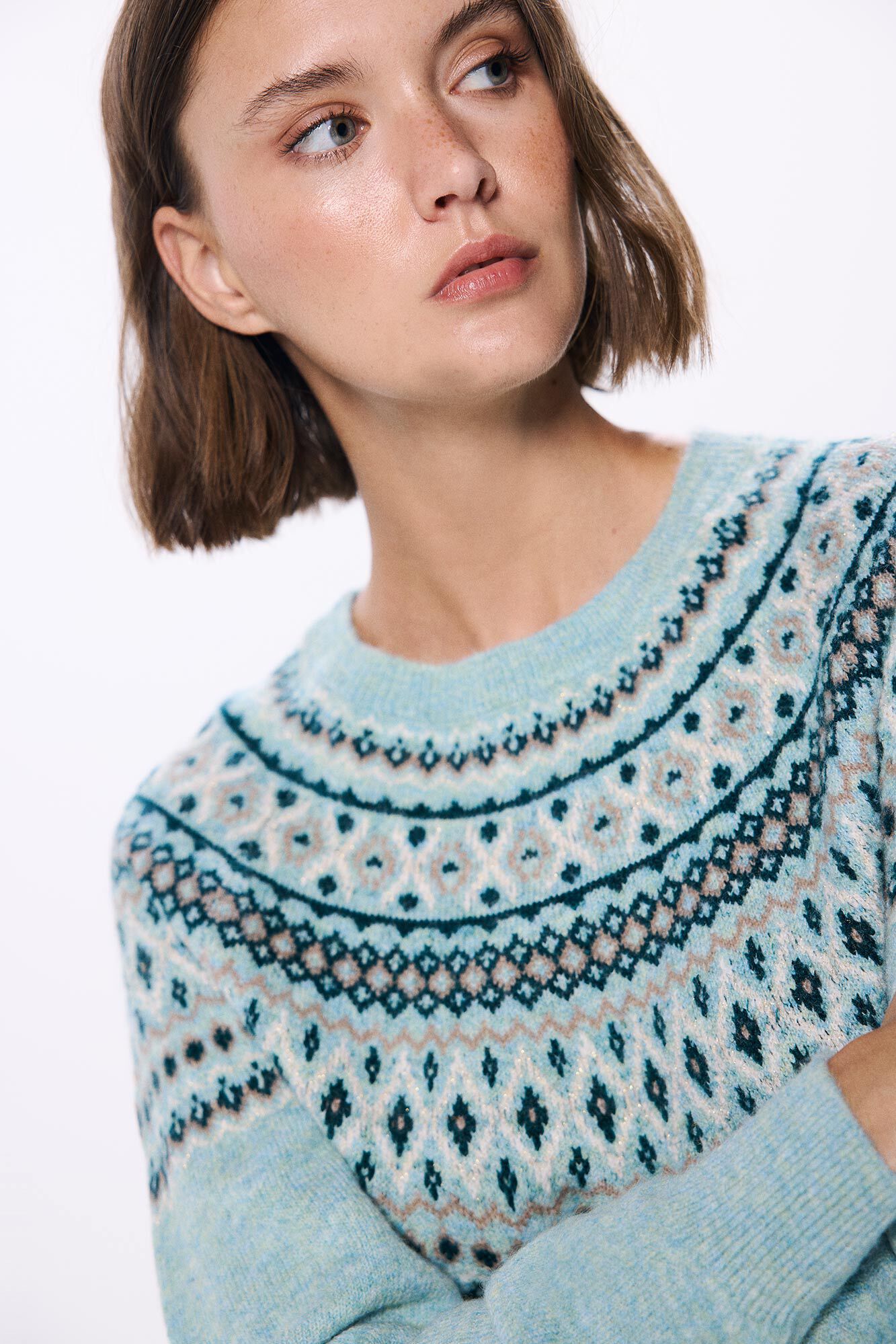 Sueter jacquard lurex Sueteres y cardigans de mujer Springfield MX