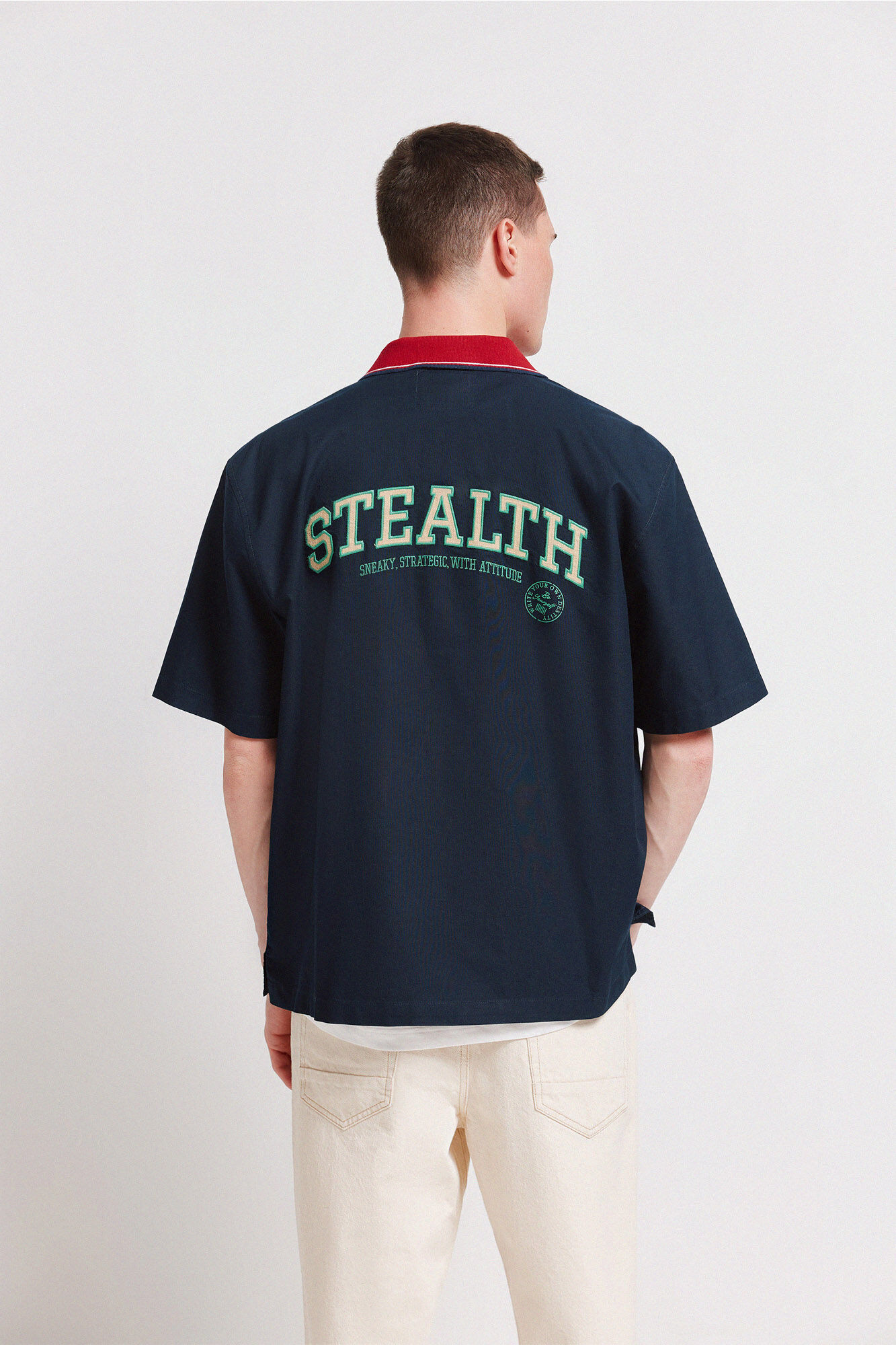 Springfield Camisa varsity manga corta azul