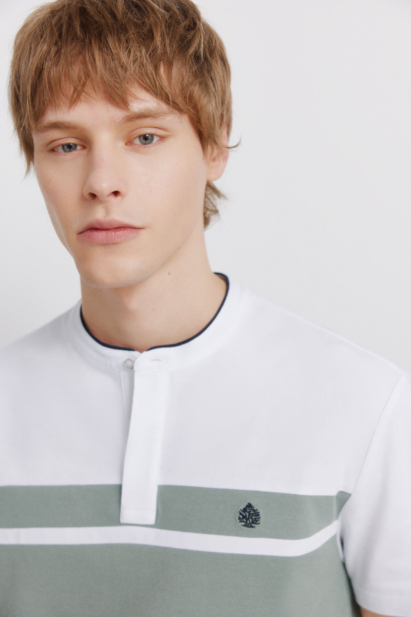 Springfield Polo de piqu&eacute; cuello mao bloque de color slim fit verde