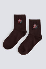 Springfield Calcetines de flores caf&eacute;
