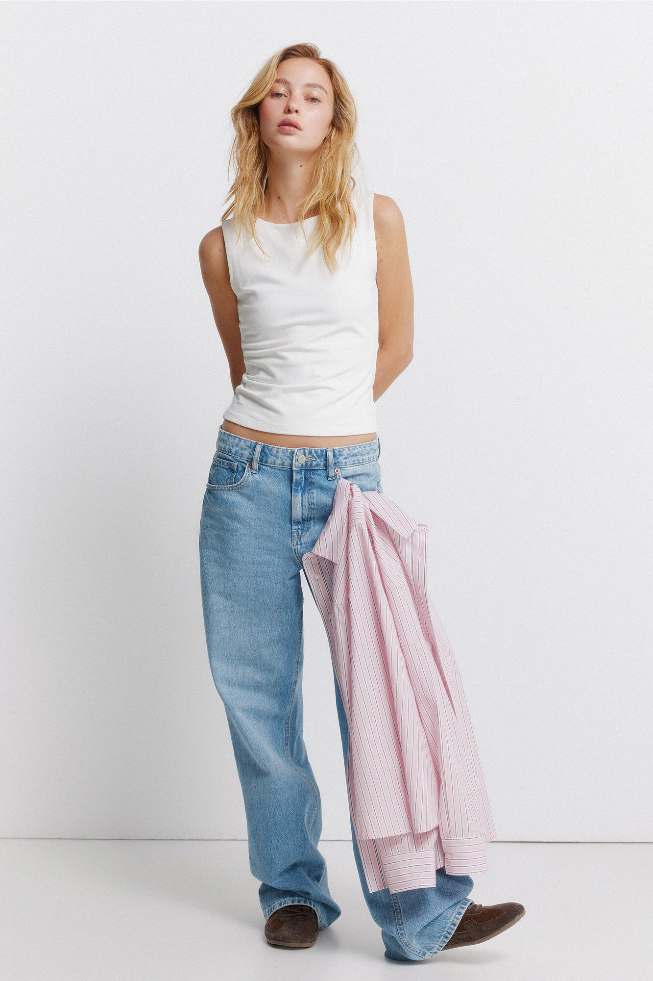 Springfield Top sin mangas cuello redondo de algod&oacute;n natural