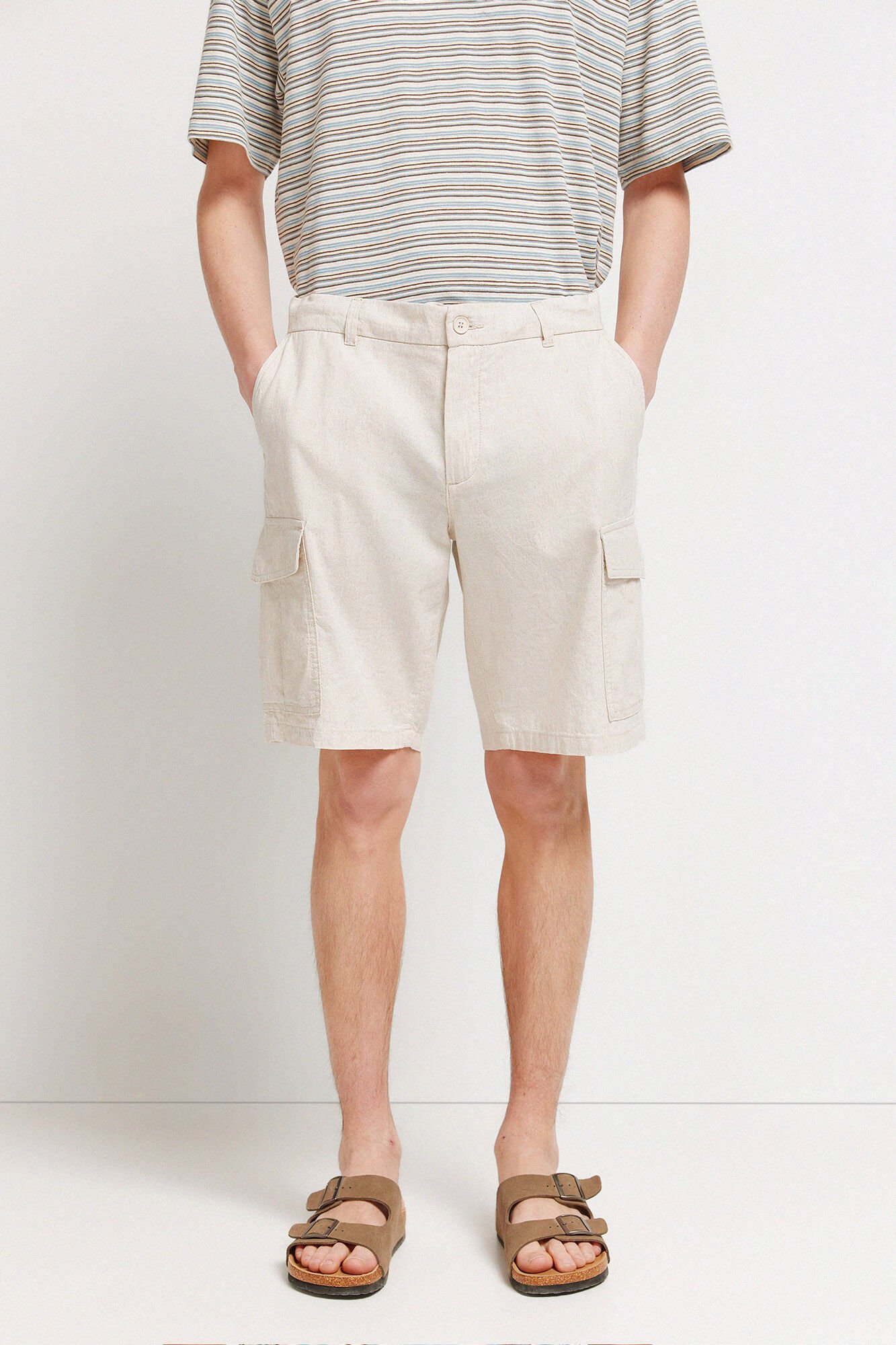 Springfield Bermudas comfort fit de lino beige
