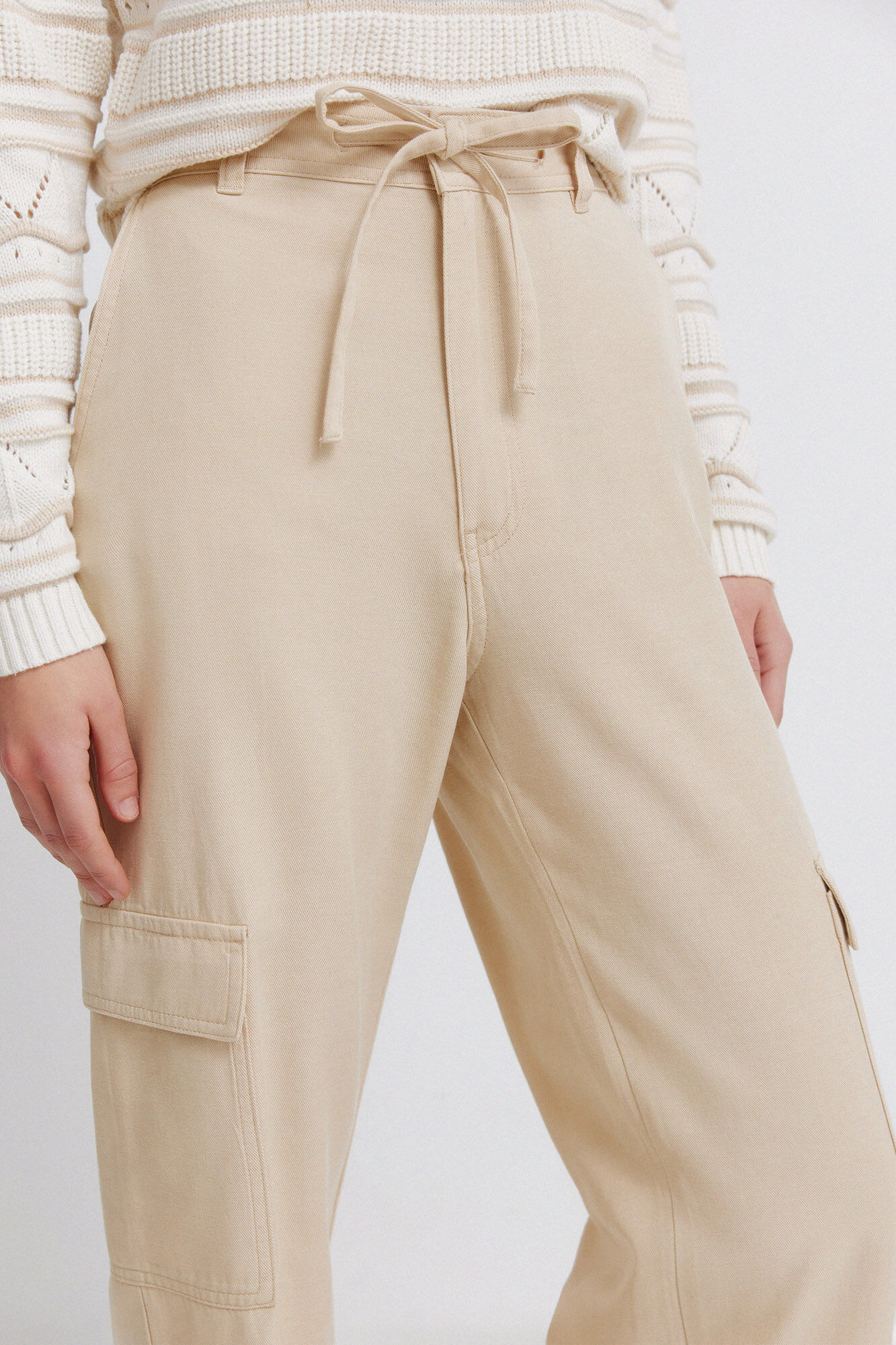 Springfield Pantal&oacute;n cargo de algod&oacute;n beige