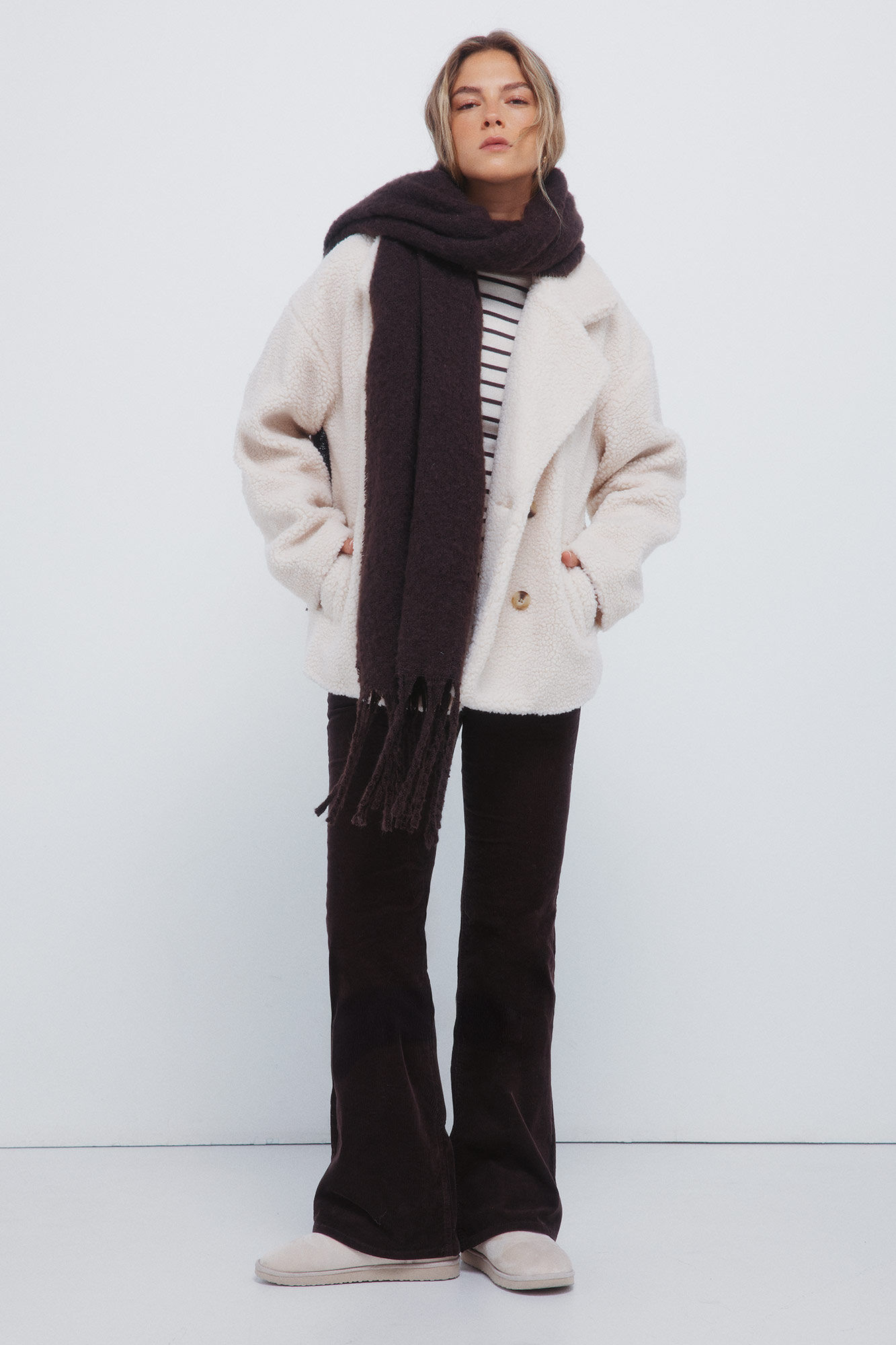 Springfield Chamarra cruzado de piel borrego