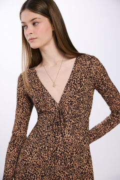 Springfield Vestido corto leopardo nude