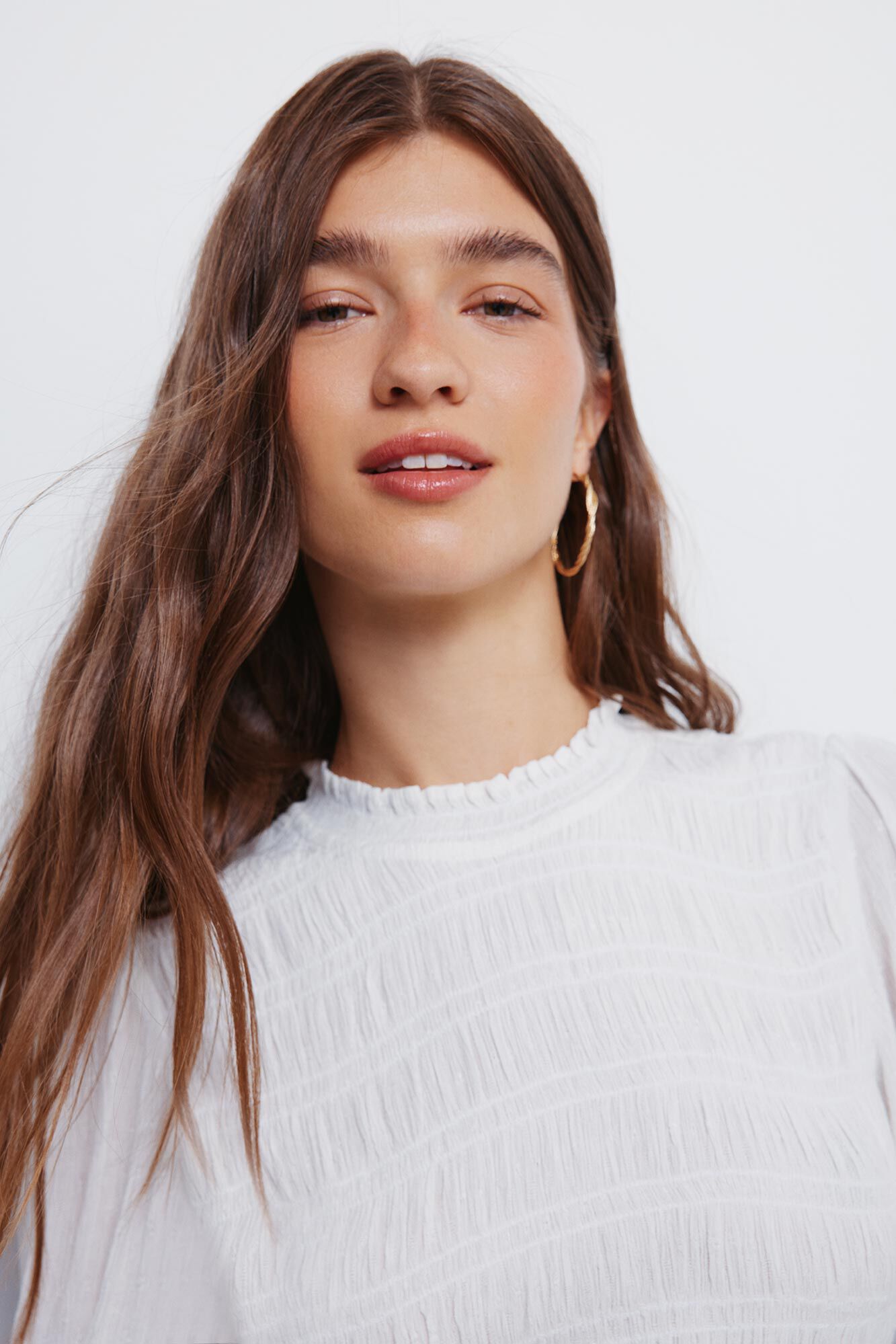 Springfield Blusa rom&aacute;ntica con bandas el&aacute;sticas caf&eacute;