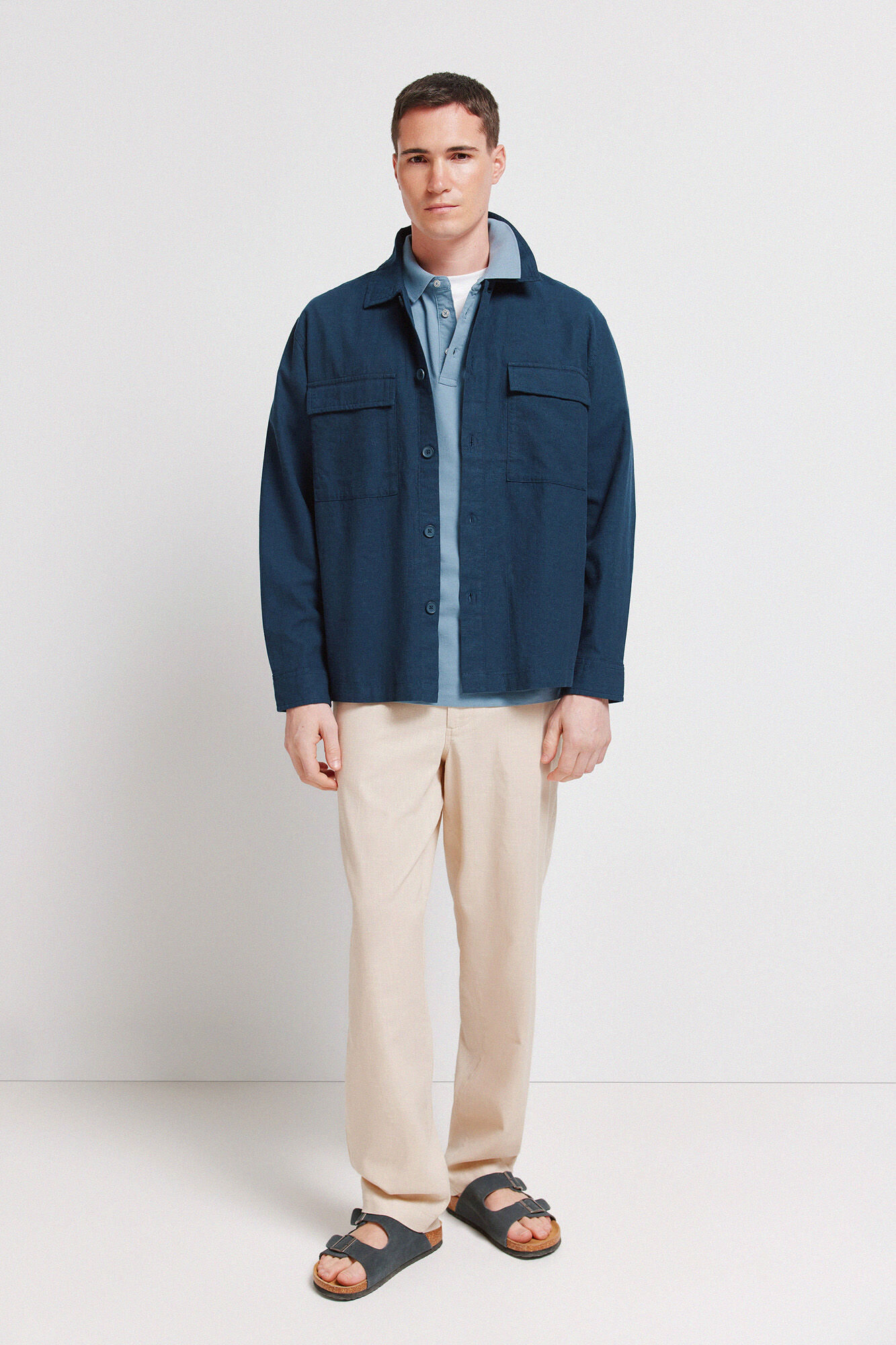 Springfield Sobrecamisa de lino azul